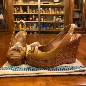 Tory Burch Basketweave Wedge Sandals